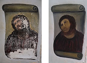 Cuadro Ecce Homo mal restaurado, en Borja, Zaragoza Cuadro Ecce Homo mal restaurado, en Borja, Zaragoza